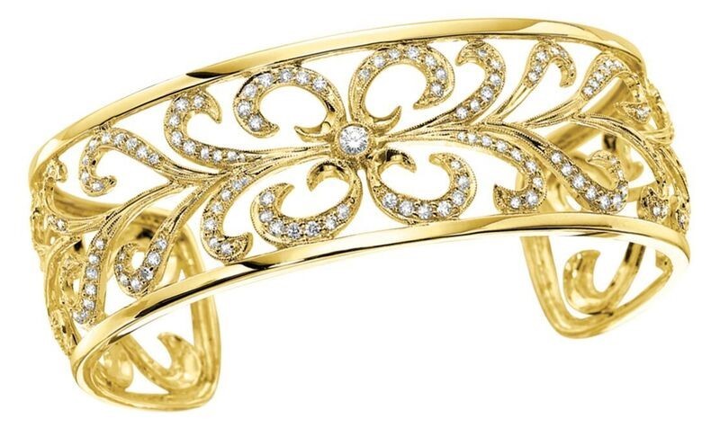 Gold diamond cuff bracelet