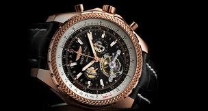 Rose gold Breitling-Bentley special edition men's chronograph with textured bezel